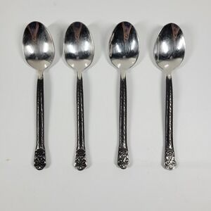 Gourmet Settings AVALON Barcelona Hammered Oval Soup Spoons 8" Set Of 4